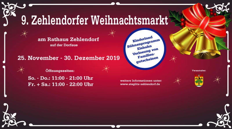 Zehlendorfer Weihnachtsmarkt vom 25. November bis 30. Dezember 2019