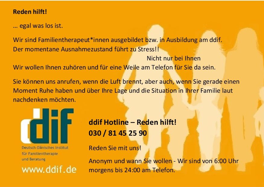 Reden hilft! ddif Hotline das Deutsch-Dänische Institut für Familientherapie