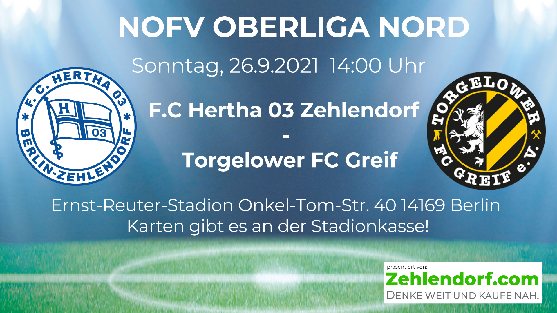F.C. Hertha 03 Zehlendorf vs. Torgelow F.C. Greif am 26.9.2021